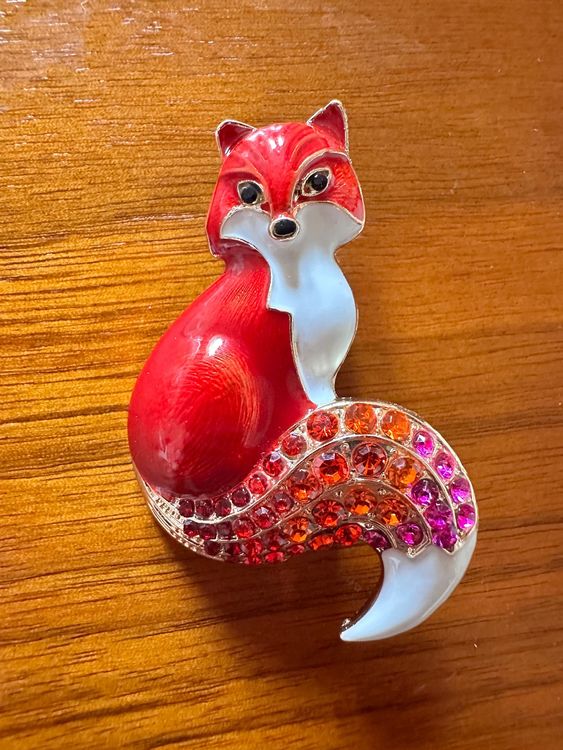Brosche Anhänger Emaille Fuchs rot | Kaufen auf Ricardo