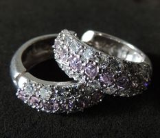 Silber 925 Pavé Creolen Ohrringe 23 mm