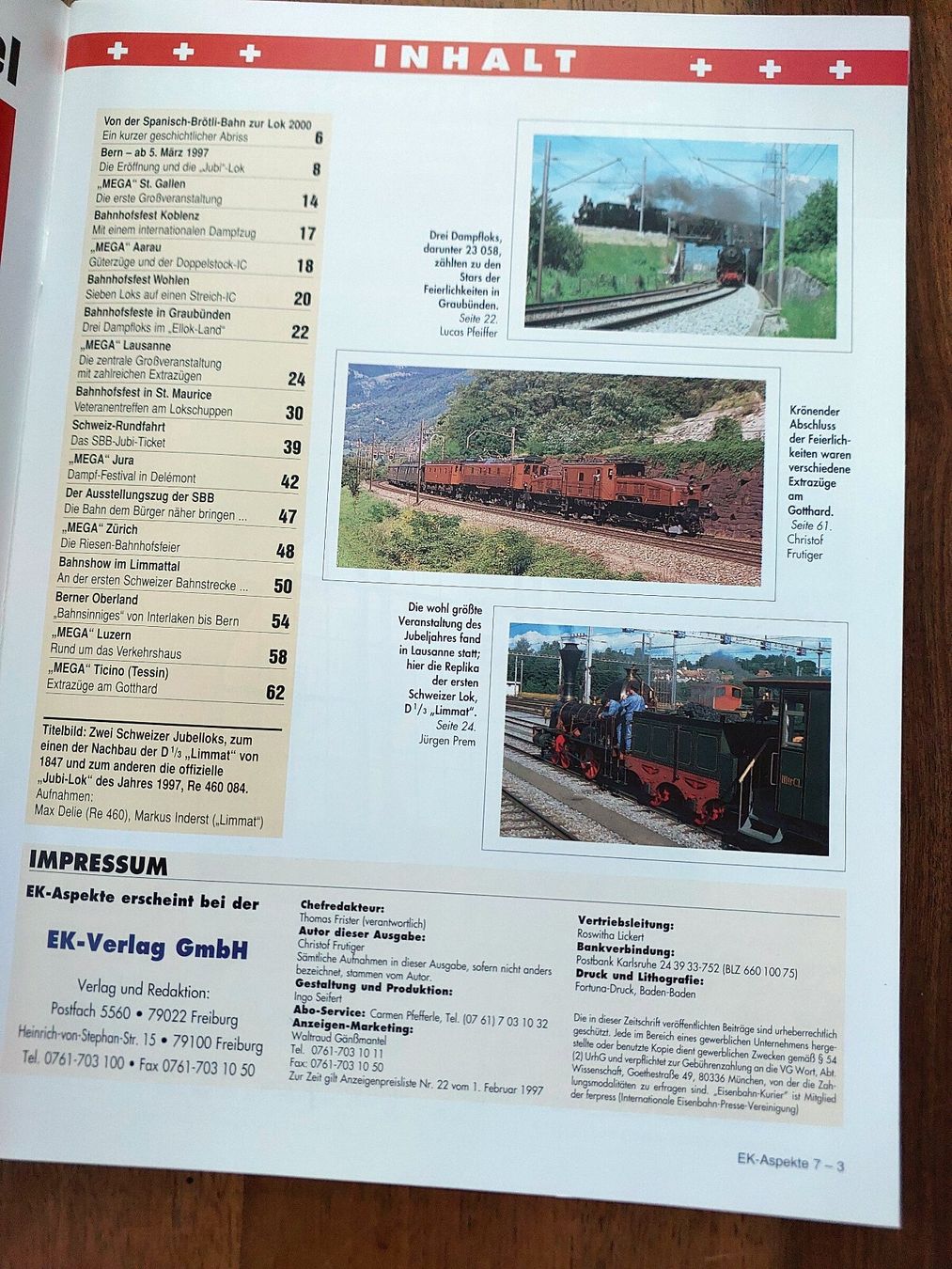 Riviste & Magazine: Eisenbahn-Kurier - Schweiz 1997 – Usato da Schönenwerd venduto da Steidi 1