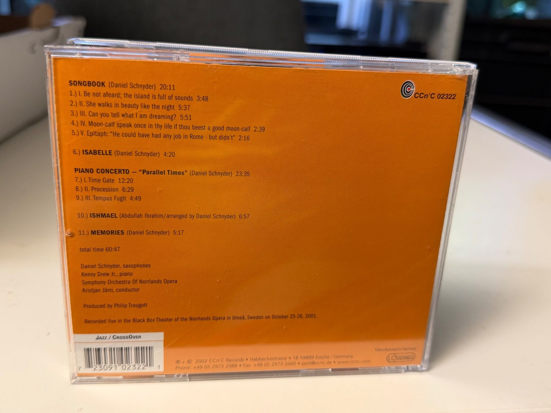 CD: Daniel Schnyder - Songbook - SRA04A – Usato da Küsnacht ZH venduto da JazzRecords 1