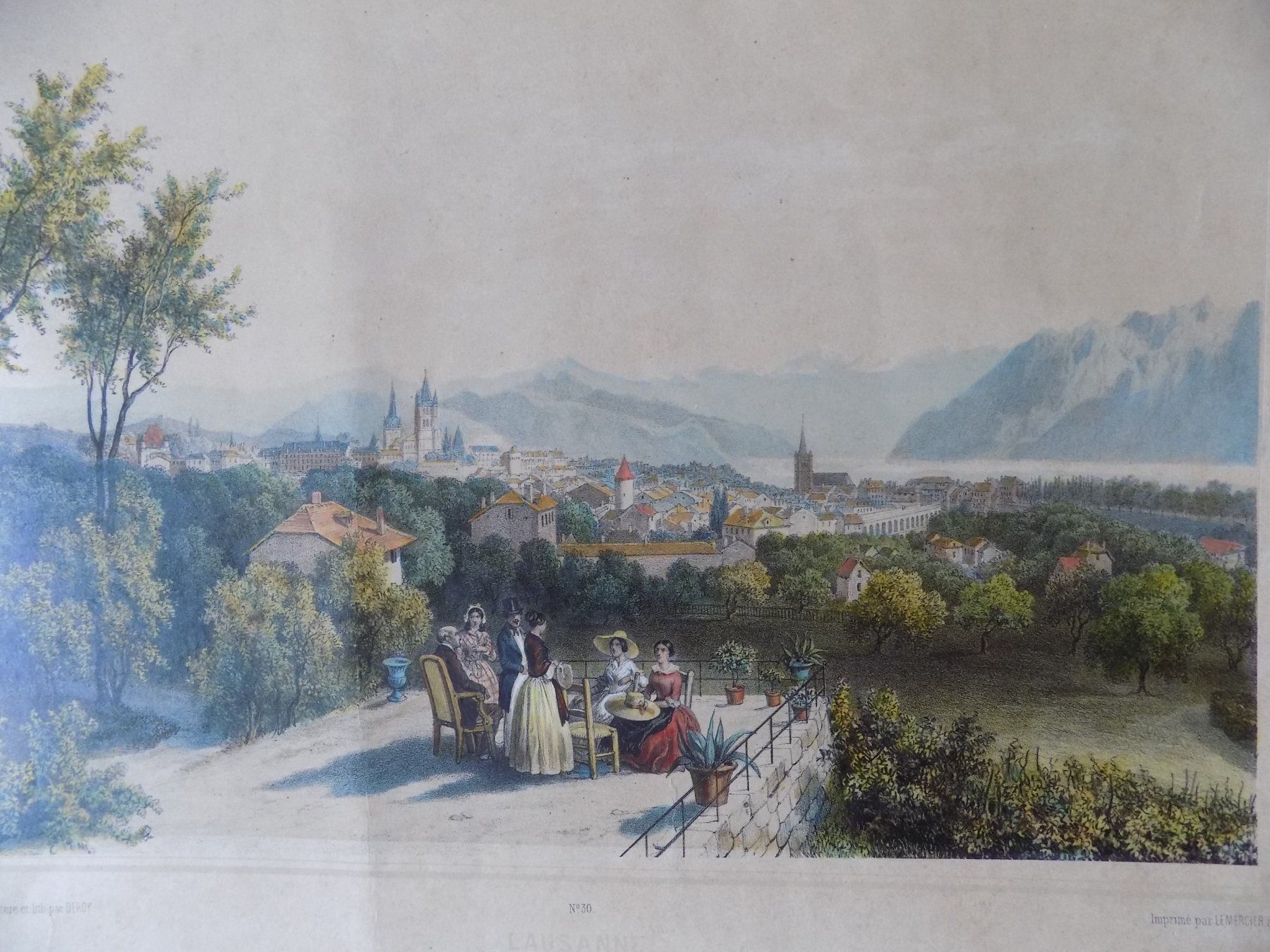 Incisioni: Lausanne vue Generale Lithographie – Usato da Risch venduto da Antikfee 5