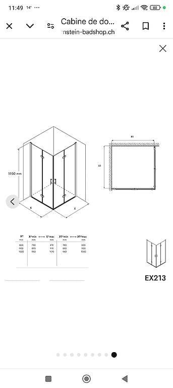 Duschen: Cabine de douche angle 80x80 – Gebraucht aus Montagny-la-Ville von imboanna
