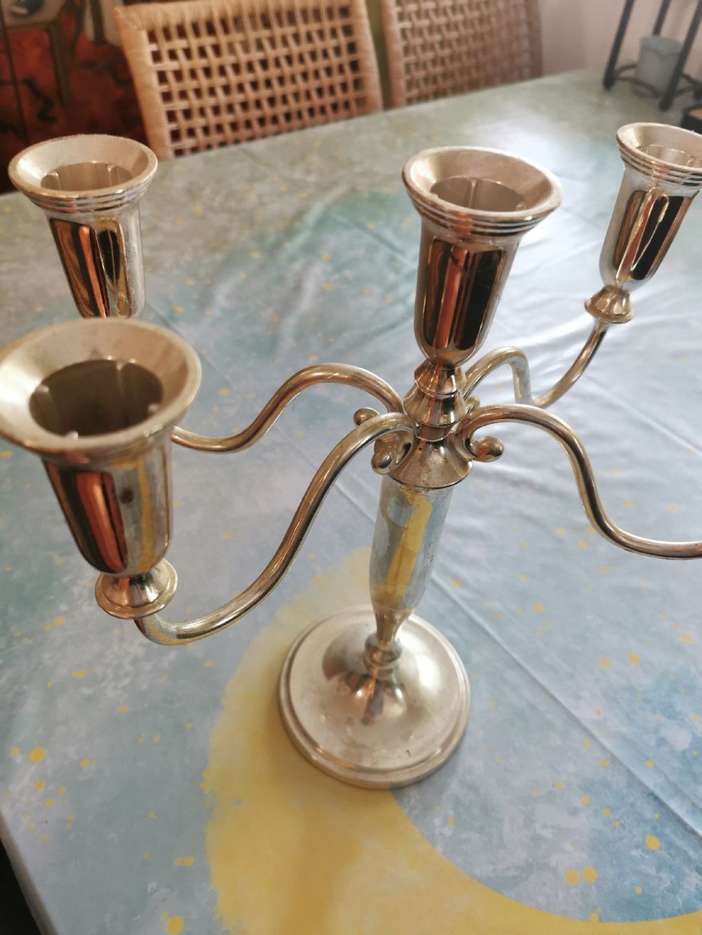 Portacandele: Vintage Kerzenständer, 5-armig, Silberlook – Usato da Bassersdorf venduto da Sport_4_life 3