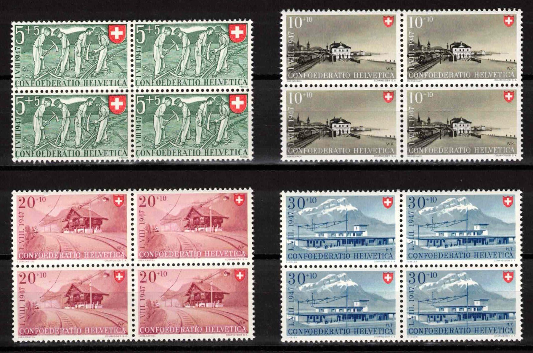 Alle Briefmarken: Pro Patria 1947 Serie im 4er-Block ** postfrisch – Neu (gemäss Beschreibung) aus Nuglar von Stamp88