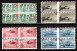 Pro Patria 1947 Serie im 4er-Block ** postfrisch
