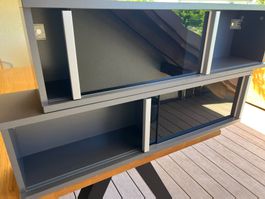 Wandregal / Vitrine  Glasfront Aluminium Anthrazit