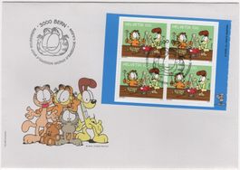 Garfield Markenheftchenseite auf offiziell illustriertem FDC