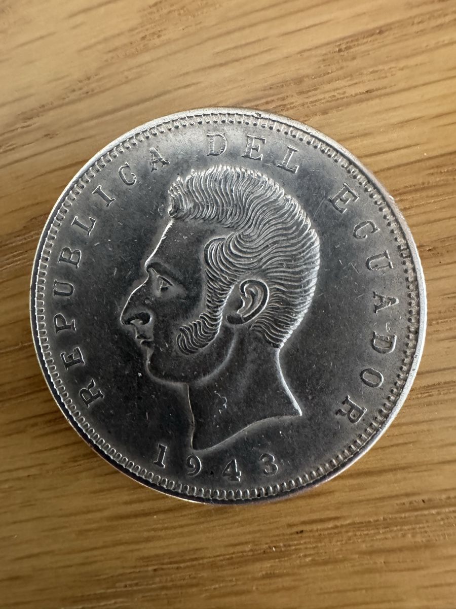Tutti le monete: Silbermünze Ecuador 1943 Cingo Sucres. – Usato da Fieschertal venduto da REZELL