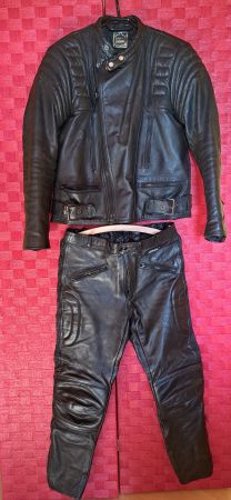 Combinaison moto vintage cuir noir