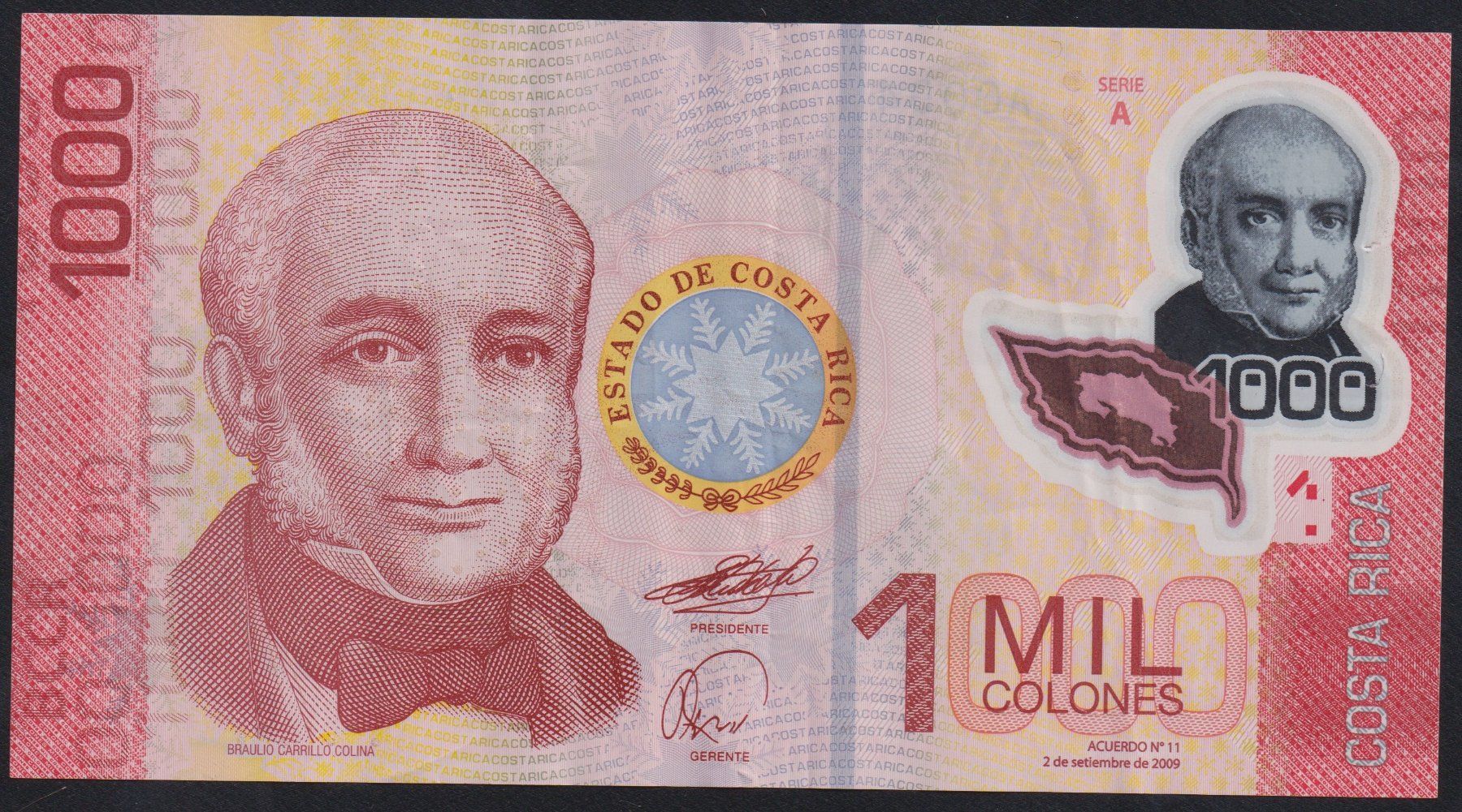Banconote: Costa Rica 1000 Colones 2009 – Usato da Brugg AG venduto da banknoten_muesli 1