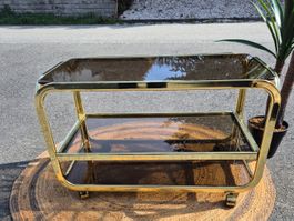 Desserte, Table roulante verre fumé années 1980