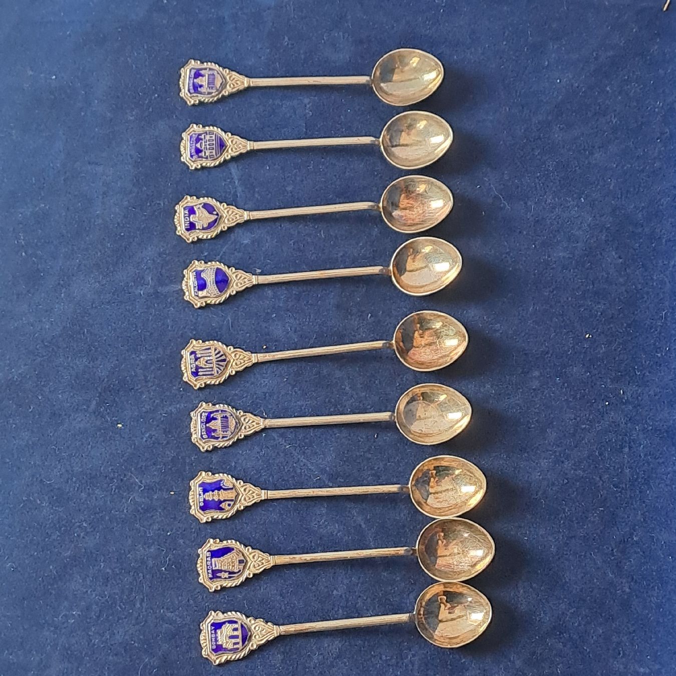 Cucchiai: 9 India Sterling Silver 925 Klein Löffel  mit Email – Usato da Adliswil venduto da globill 5