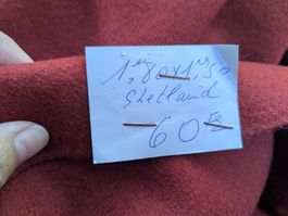 Stoff Shetland Wolle rot Masse 1.80 x 1.50 Schurwolle