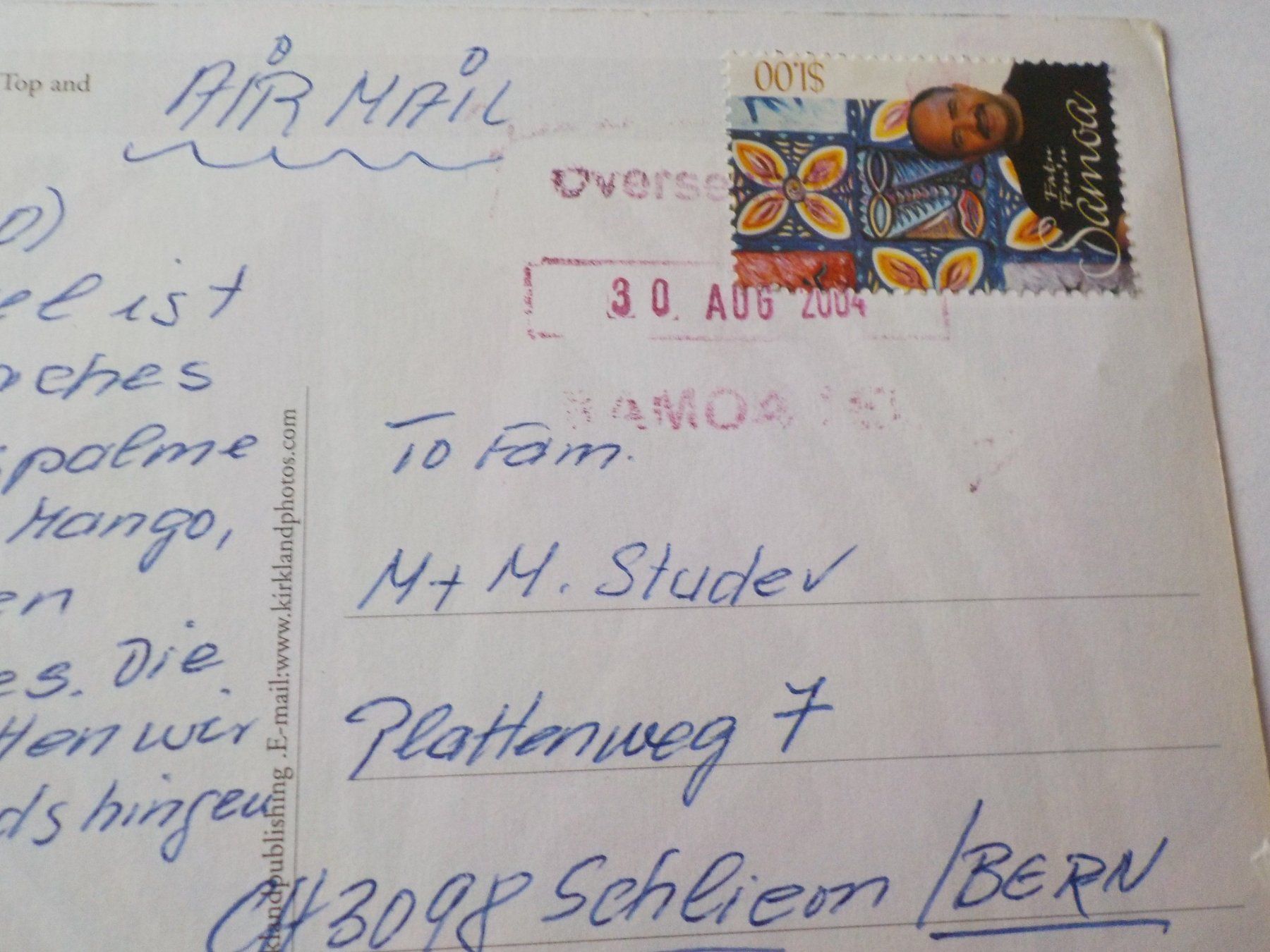 Tutti i francobolli: Ozeanien, Samoa, 1 Karte mit Marke – Usato da Muri b. Bern venduto da Ricardoverkauf