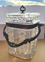 Jugendstil grosse Bonboniere Glasdose, mit Henkel