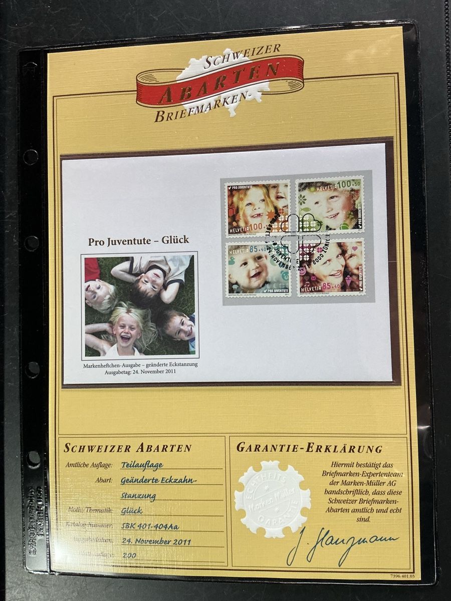 Alle Briefmarken: Schweizer Briefmarken-Abarten "Glück" - Rarität! Top! (54) – Gebraucht aus Hedingen von Juniswiss