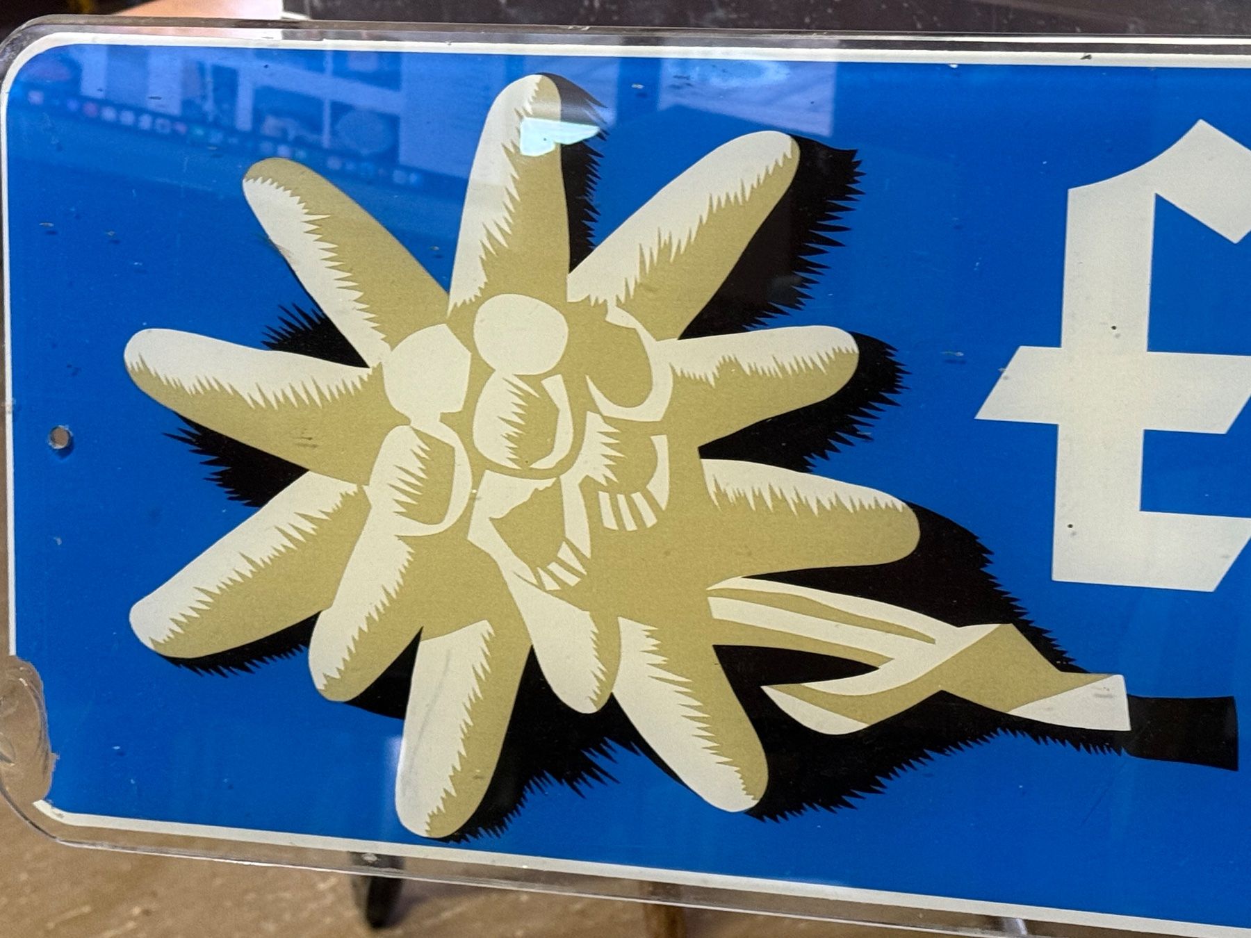 Insegne: EDELWEISS Rahm Camembert alte Hinterglas Werbung – Usato da Bern venduto da Jwpm66 1