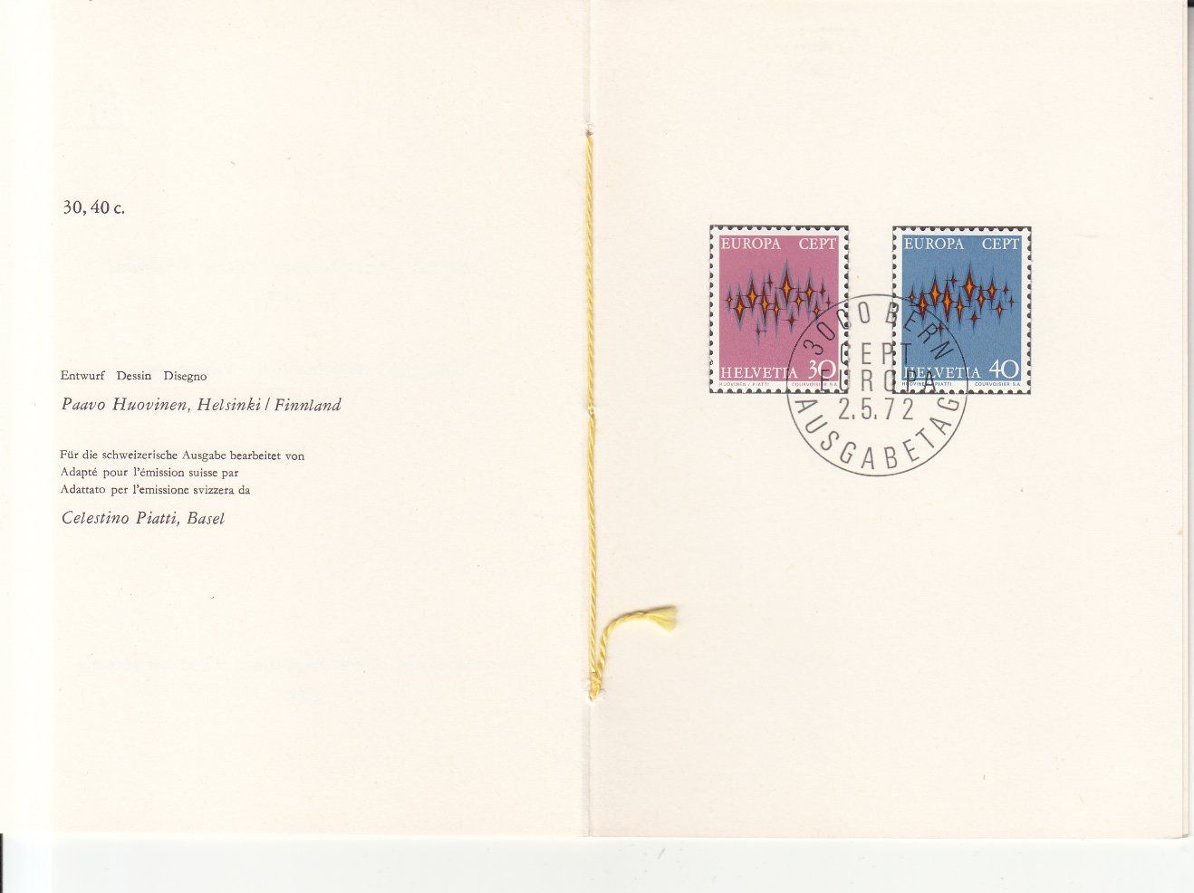 Alle Briefmarken: Faltblätter PTT SBK 111 mit ET – Gebraucht aus Bürglen TG von StampGraf