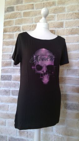 T-shirt noir KEETCH CLOTHING Tête de Mort rose, taille L