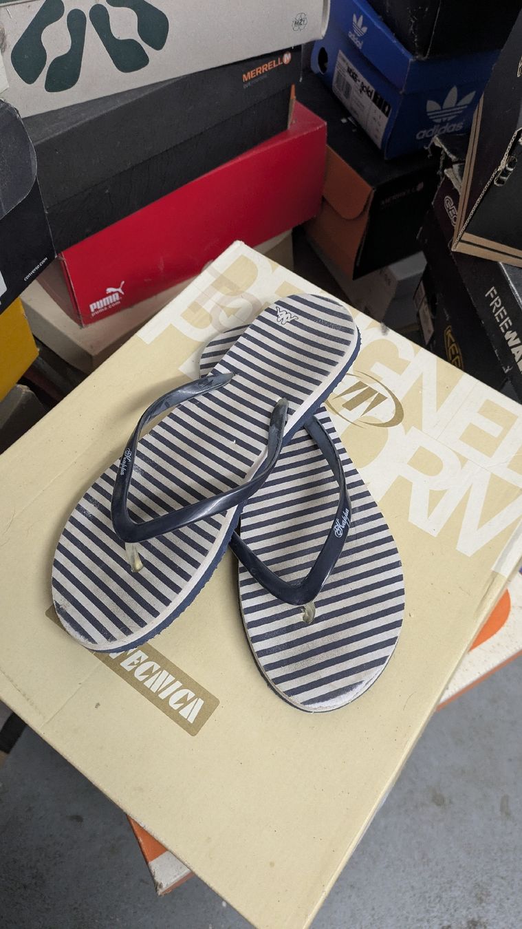 Scarpe da uomo: Flip-Flops gestreift blau weiss – Usato da Morgarten venduto da rra_jvw7