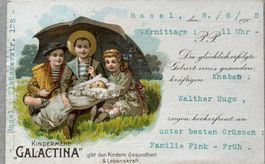 Kindermehl Galactina, Kinder, Werbung, Litho, Basel, 1905