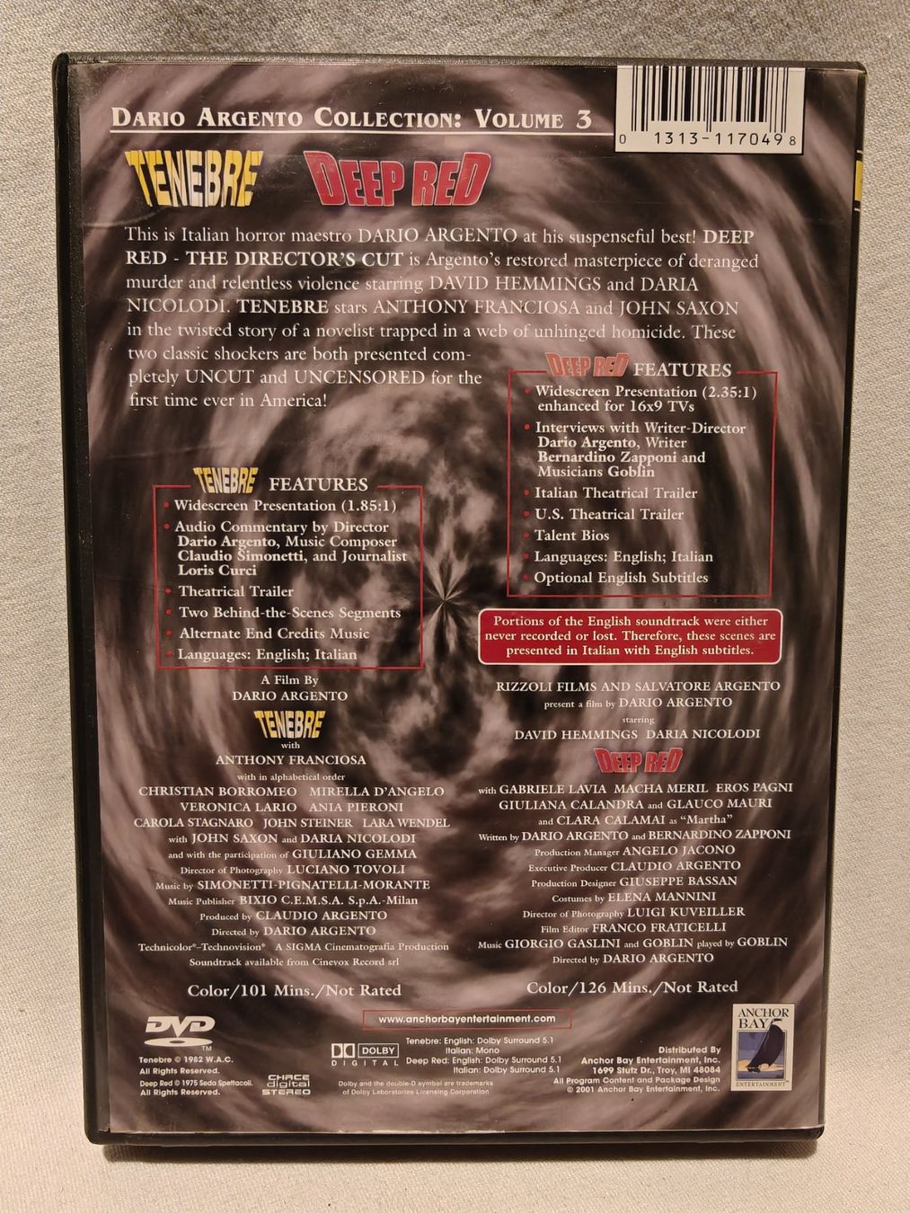 Alle DVDs: Dario Argento Collection / Tenebre & Deep Red – Gebraucht aus Gutenswil von Vulcano21 3