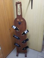 Ständer für 6 Flaschen Wein & 1 Grappa / Kunstwerk Holz Deko