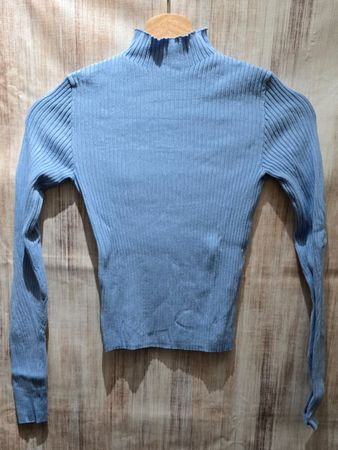 🎉 Mock Neck Rippstrick Pullover - XS - Baby Blau