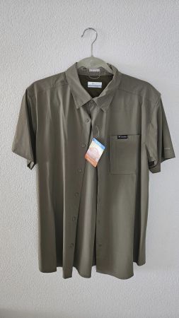 NEU Hemd Columbia Outdoor Robustes Kurzärmeliges Graugrün M