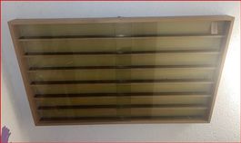 H0 Modelleisenbahn Vitrine aus Holz mit 2 Glasscheiben