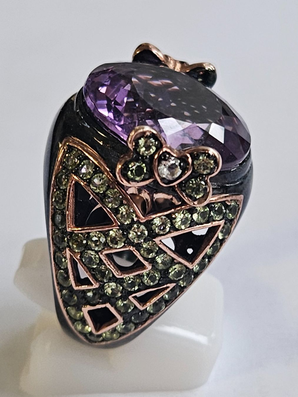 Anelli: Ring mit Amethyst und Peridot, Roségold, Silber – Nuovo (secondo la descrizione) da Zürich venduto da Bieter04 1