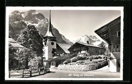 Gsteig, Ortspartie mit Kirche und Oldenh