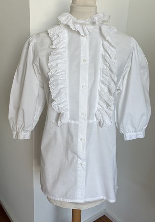 Betty Barclay Weiss lace spitzen Hemd M 38 Baumwolle Tracht