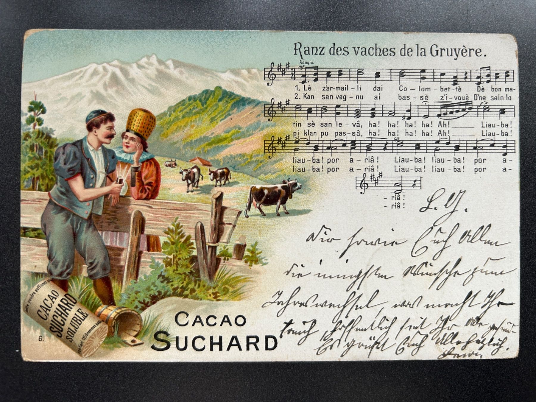 Ansichtskarten: 1903 Suchard Karte mit Lied – Gebraucht aus Untervaz von buesmig