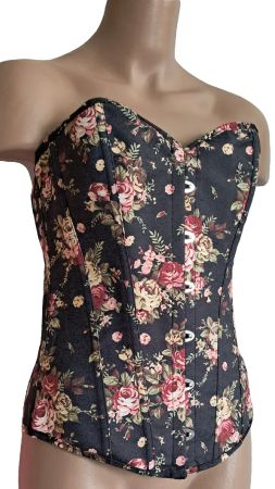 Corsage Gr. L/XL VollbrustKorsett schwarz bunt