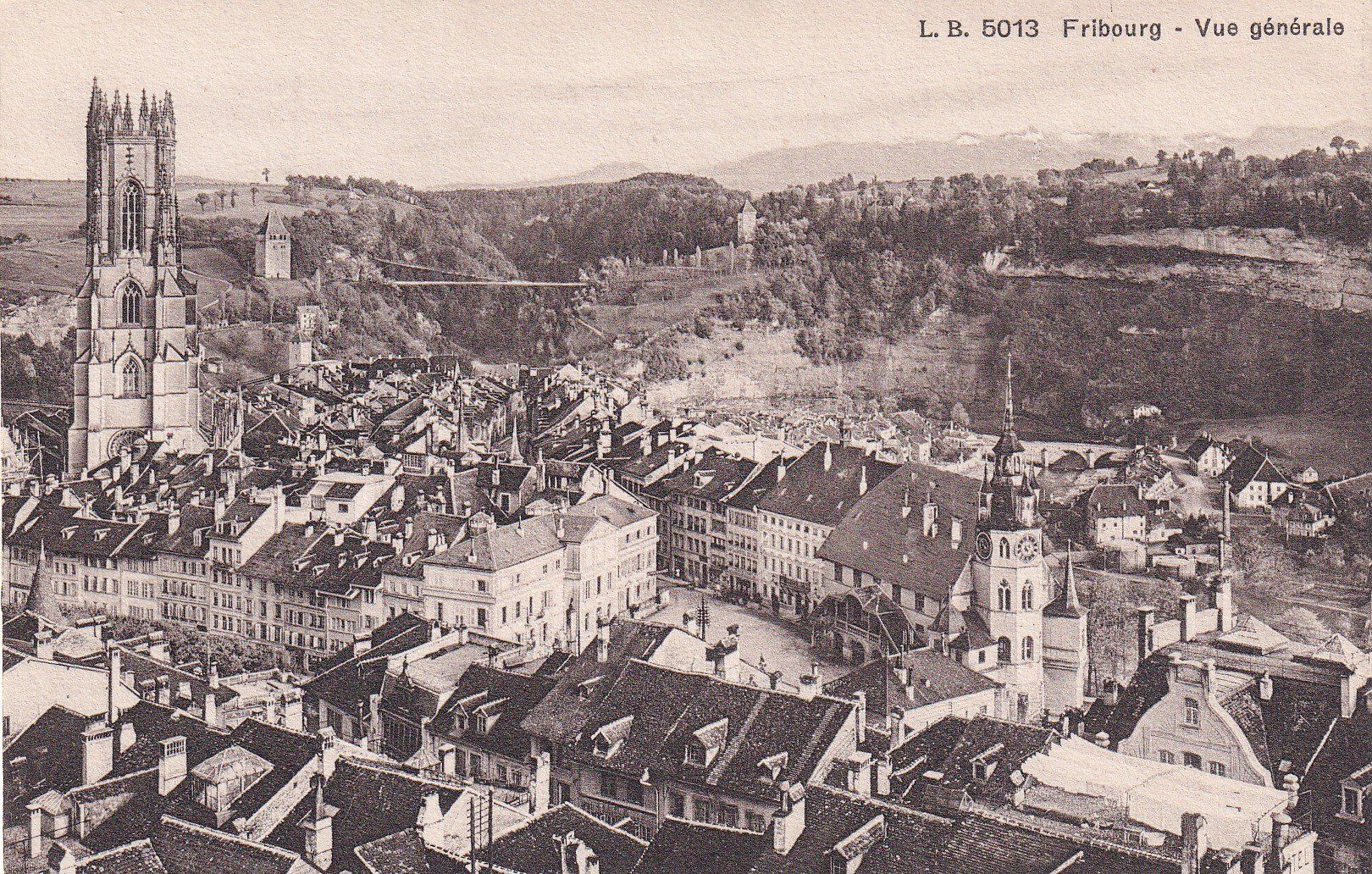 Cartoline postali: Fribourg - Vue générale N° 5013 – Usato da Cormoret venduto da Pascalll2001