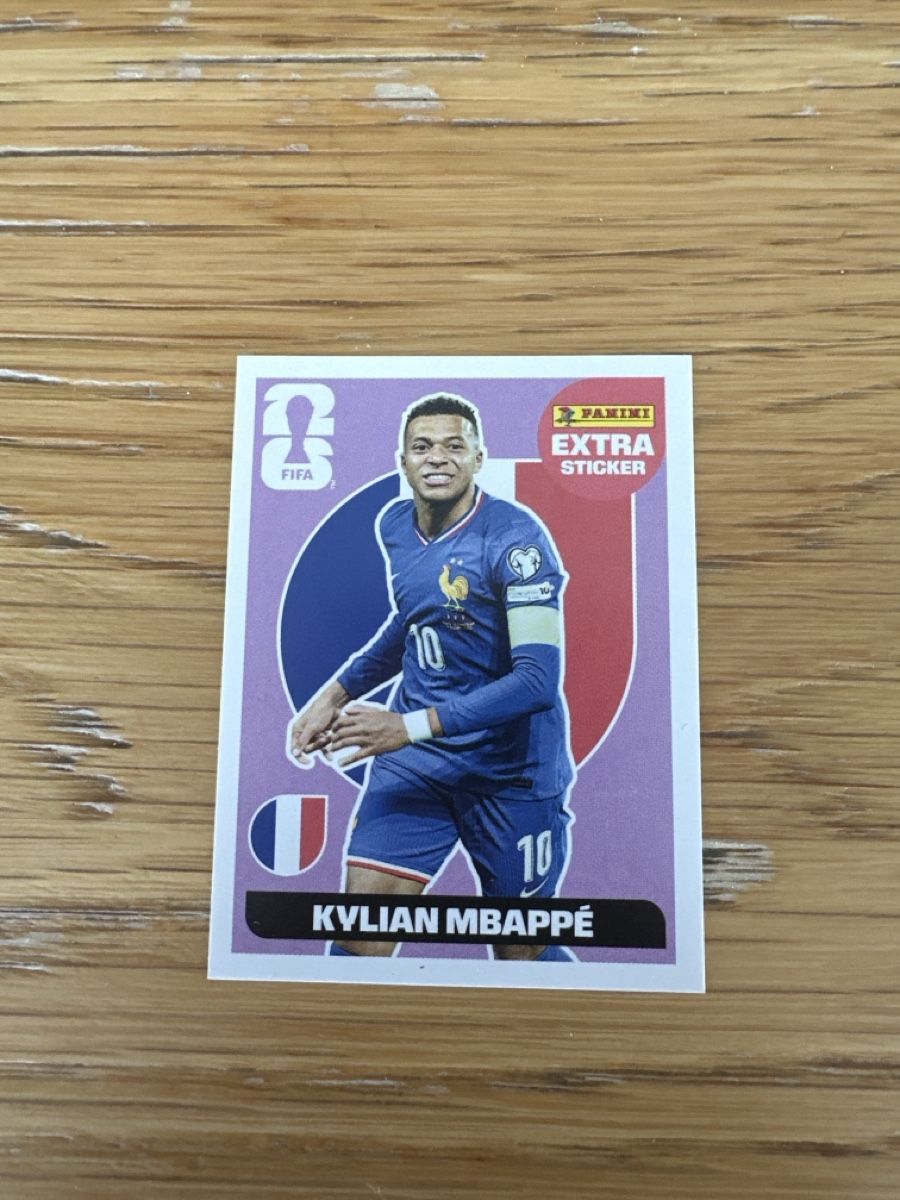 Panini Carte collezionabili: Panini Extra Sticker Kylian Mbappé World Cup 2026 Basic – Nuovo e nell'imballaggio originale da Grandson venduto da Carpal