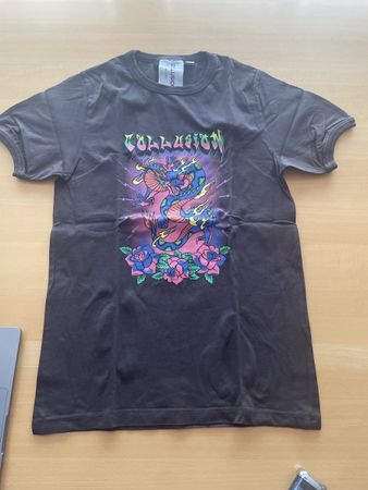 T-shirt Collusion Gris Dragon Graphique - Taille S