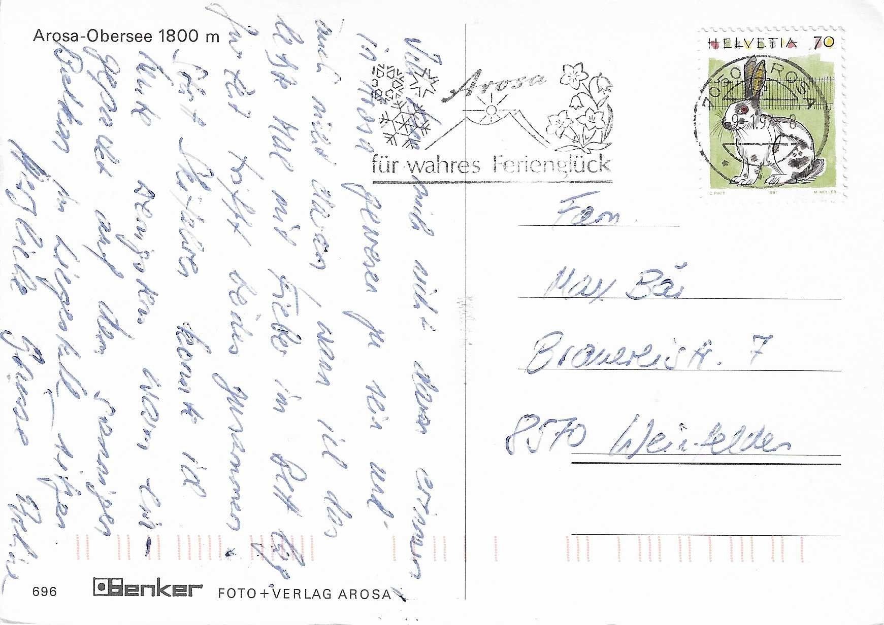 Cartoline postali: Arosa-Obersee GR – Usato da Rothrist venduto da Stranglehold 1