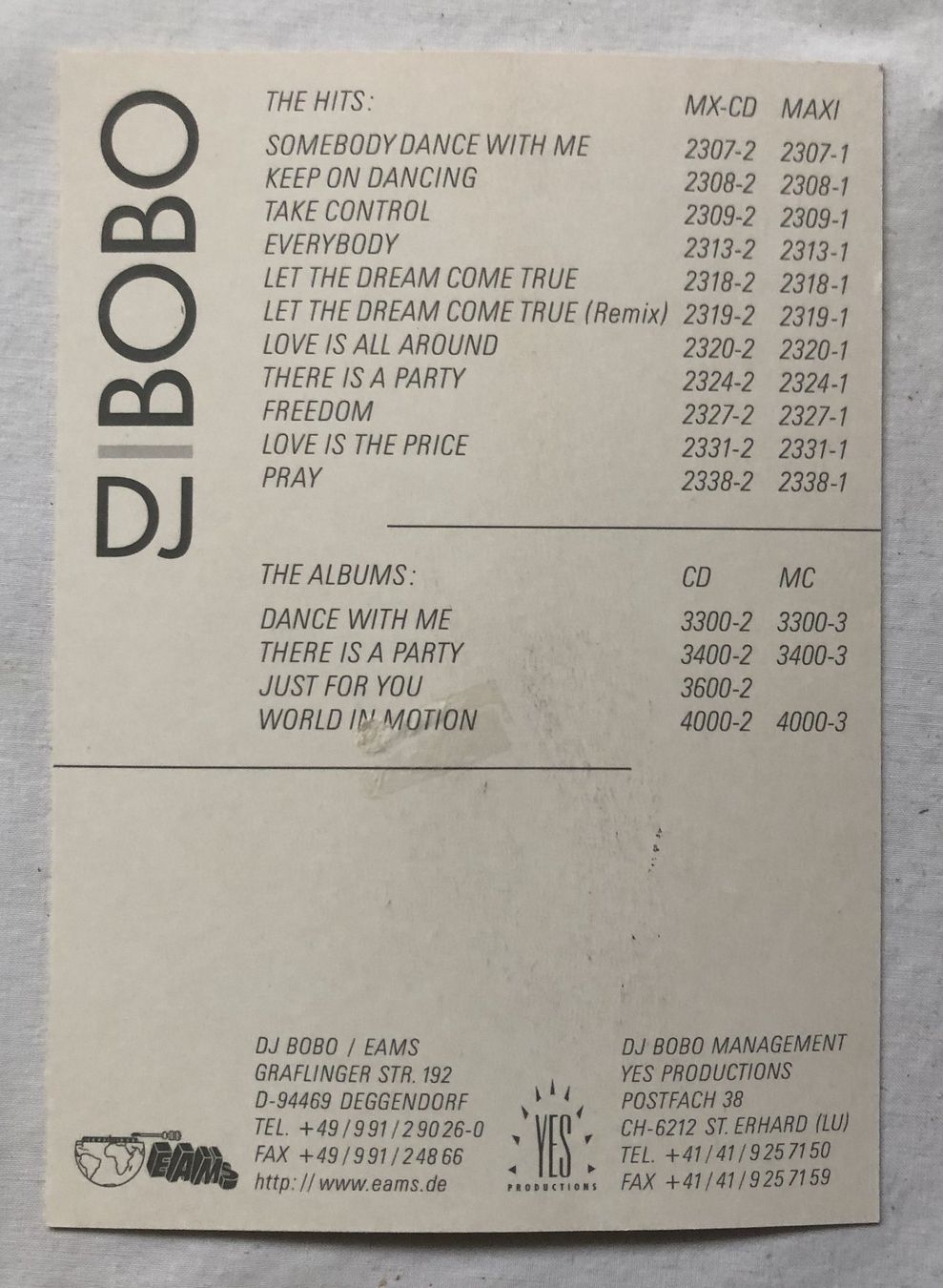 Autografi: Orig. Autogramm - DJ BOBO – Usato da Schaffhausen venduto da durruti 1