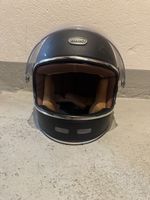 Casque moto vintage Exklusiv noir mat avec visière