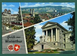 Winterthur, 3-Bilderkarte, gelaufen, Grossformat, ca. 1980