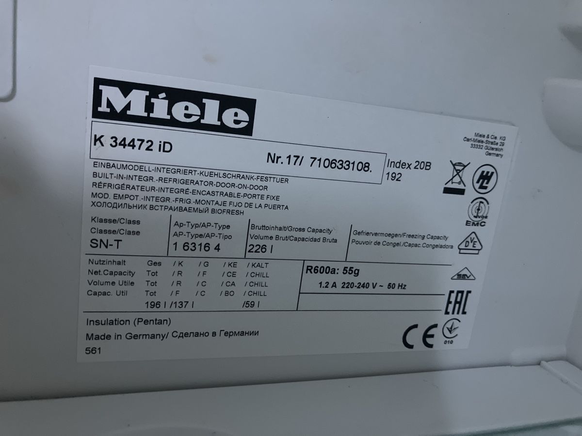Réfrigérateurs: Miele Kühlschrank  – D'occasion à Birrwil par Dome84ch 1