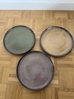 6er Set Teller rustikal Keramik braun/grün/gelb