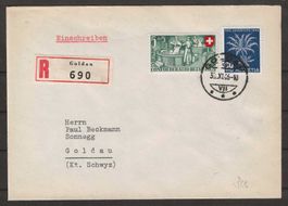 1946 : R-Brief mit Nr. J120 - Ersttag Stempel Goldau
