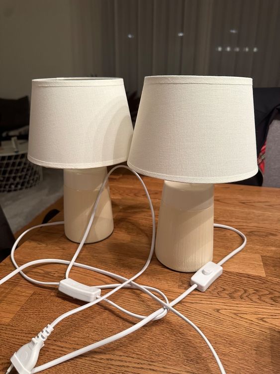 YBING Nachttischlampen Set, 2 Stück, Schwarz, Metall Mit Leinenschirm – Flimmerfreies Licht, Für Schlafzimmer & Wohnzimmer