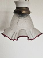 Jugendstil Deckenlampe mit Schmetterling Glas-Schirm
