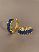 Mini-créoles en argent 925 et zircons bleus
