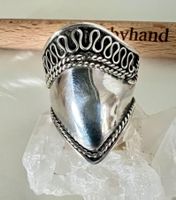 Antik- Skulpturaler Ornamentik Silberring beidseitig tragbar