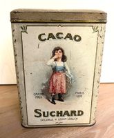 Alte Blechdose 283  "CACAO SUCHARD SOBULISÉ/LEICHT LÖSLICH"